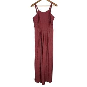 Very J Jumpsuit Womens L Red White Striped Wide Leg Sleeveless Boho Indie Retro